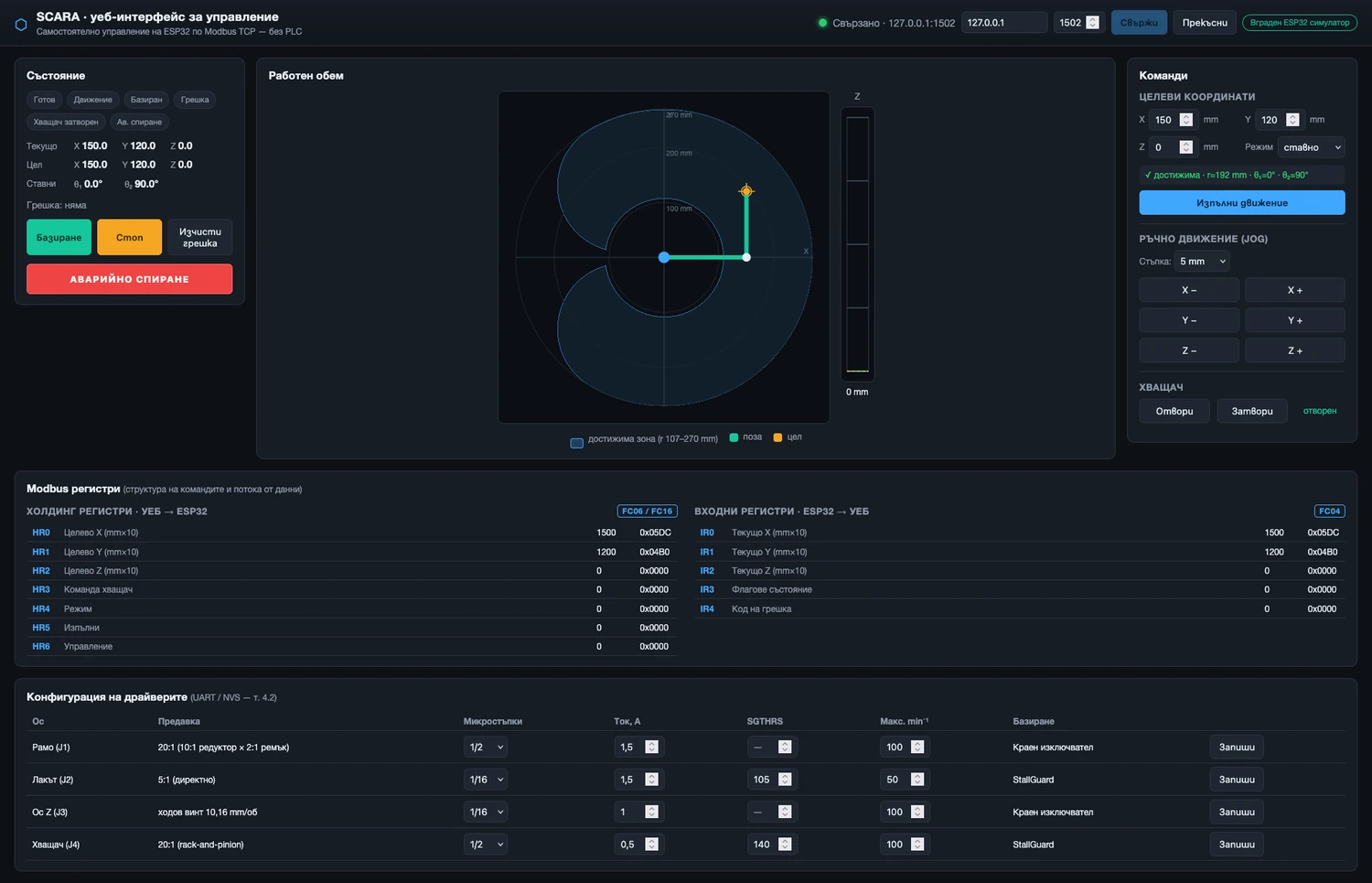 Embedded web control interface